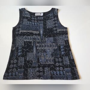 Chico's Black and Gray Patterned Tank Top